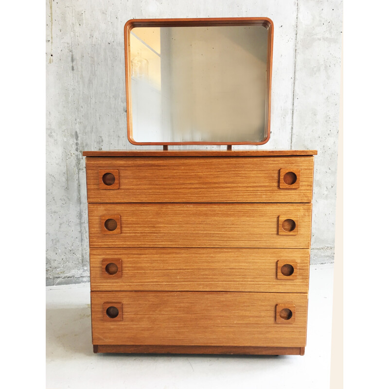 Mid century Schreiber chest of drawers with adjustable mirror - 1970s