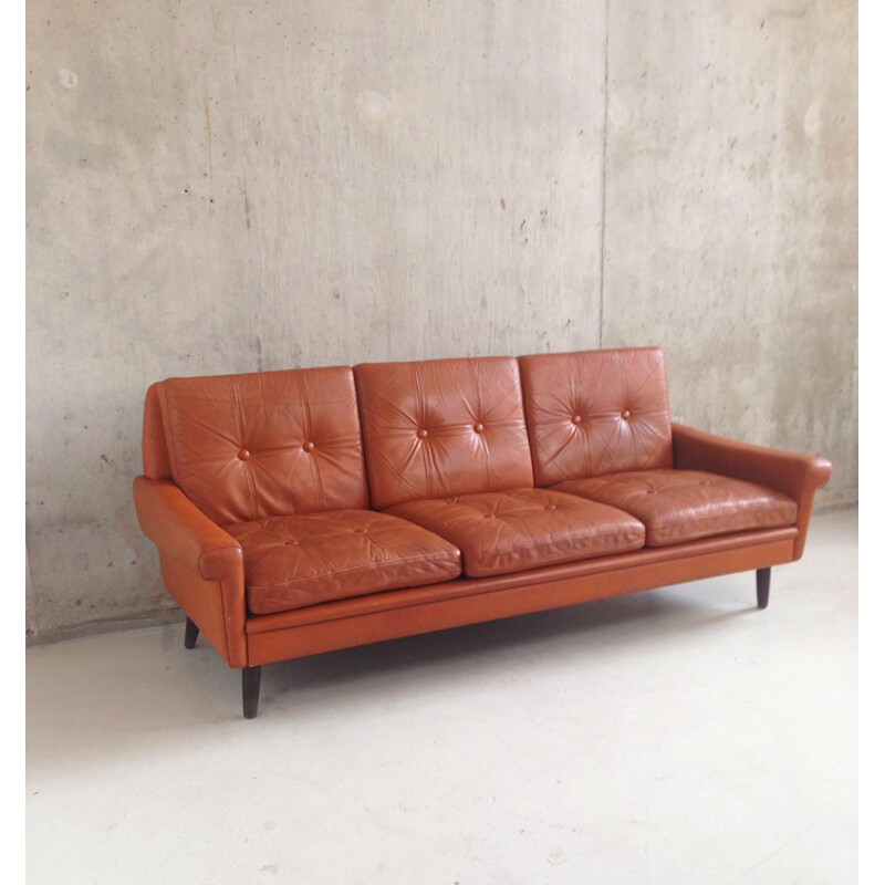 Mid-century danish skipper 3-seater sofa and swivel armchair - 1970s