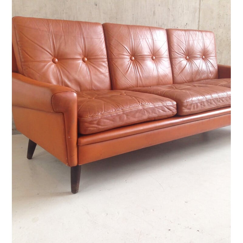 Mid-century danish skipper 3-seater sofa and swivel armchair - 1970s