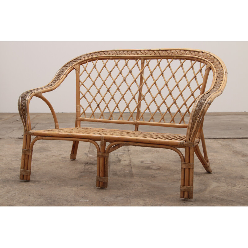 Vintage French Bohemian sofa made of bamboo, 1960s