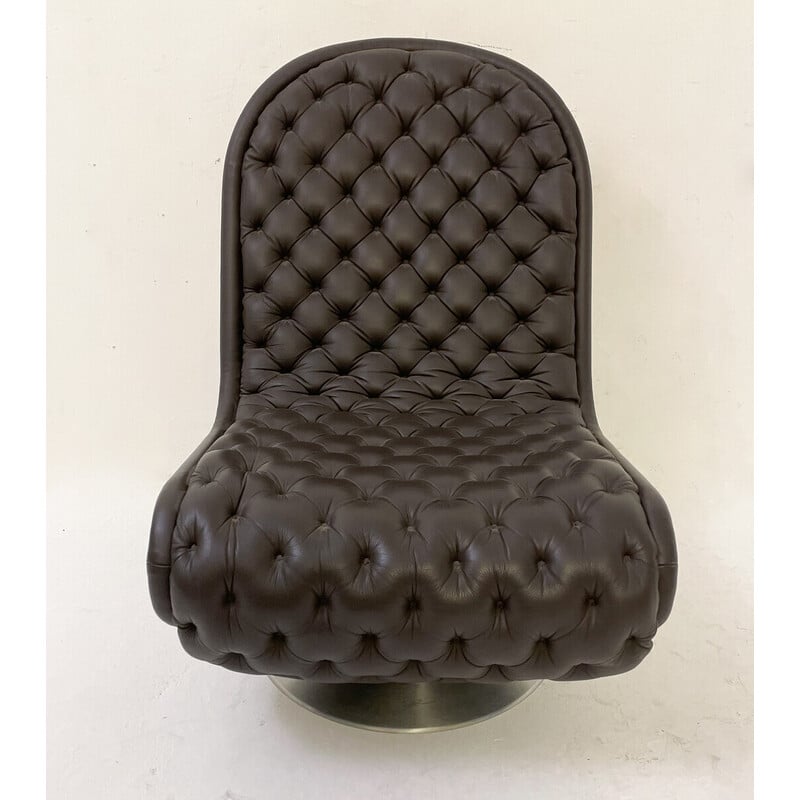 Mid-century brown leather System 123 chair by Verner Panton, Denmark 1973