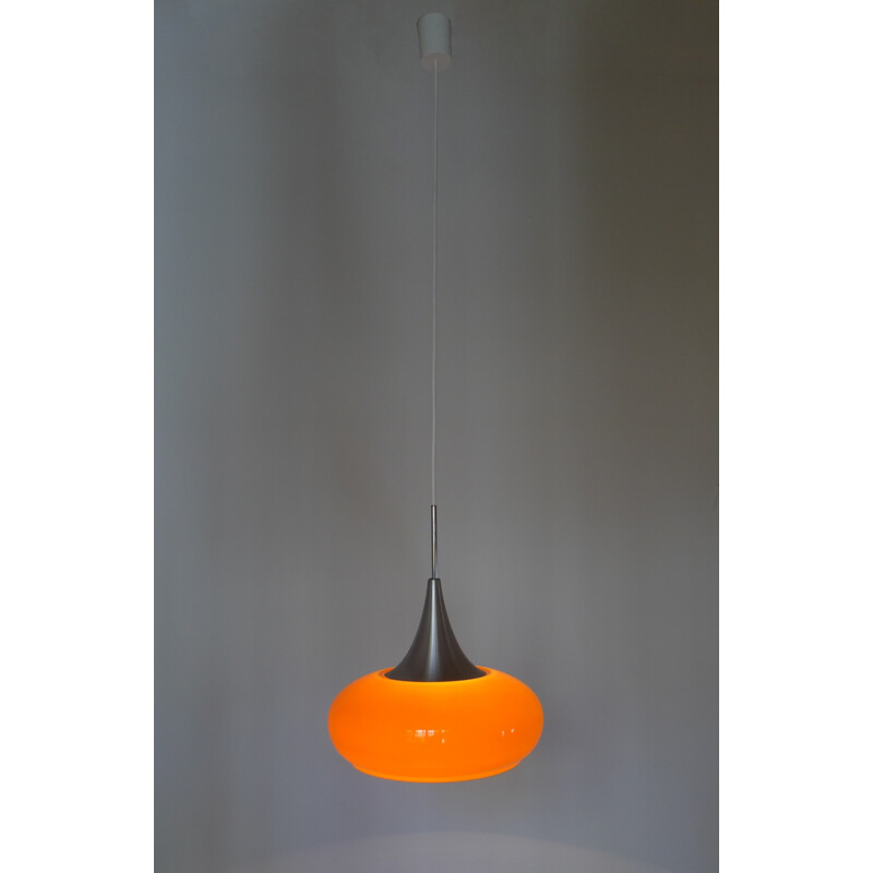 Orange Glass Pendant light from Doria, Germany - 1960s