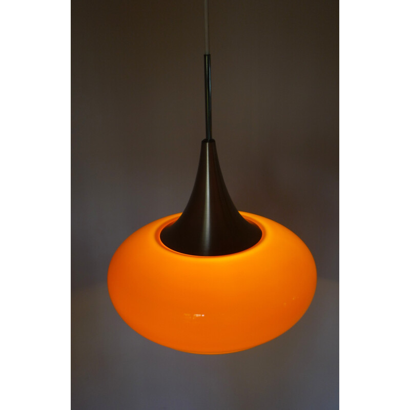 Orange Glass Pendant light from Doria, Germany - 1960s