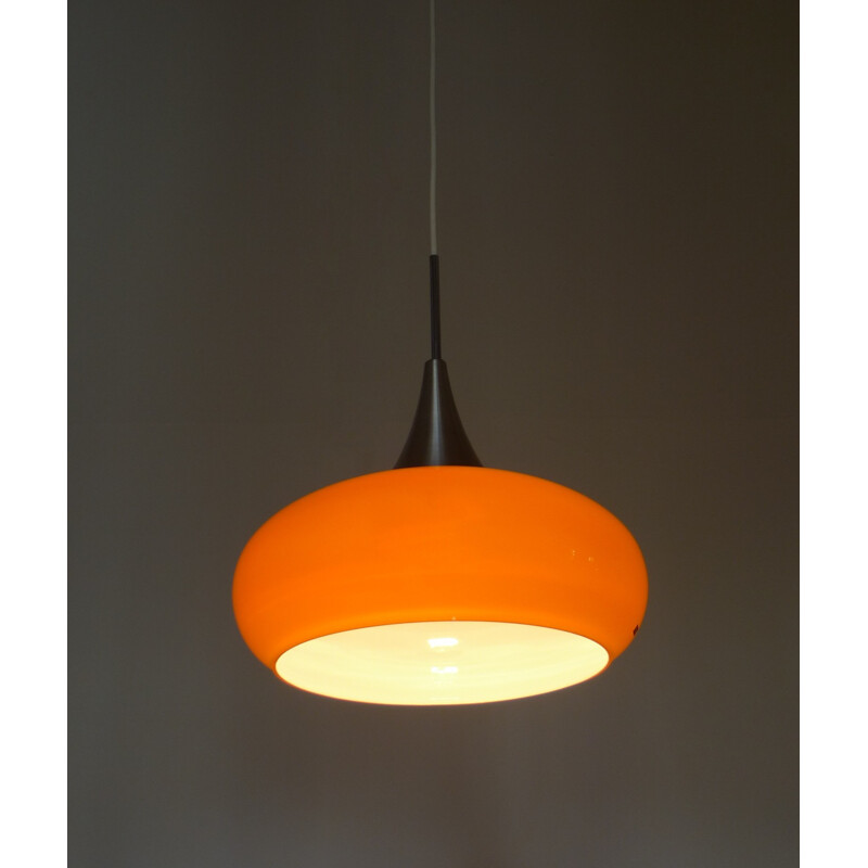 Orange Glass Pendant light from Doria, Germany - 1960s