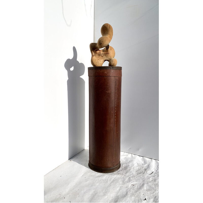 Vintage industrial leather column, 1950
