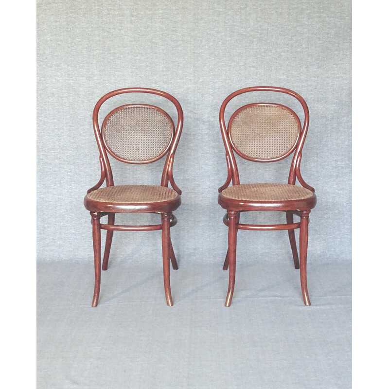 Paire de chaises Bistrot vintage cannées N°11 de Thonet, 1990
