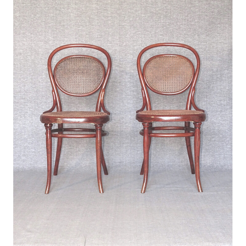 Coppia di sedie da bistrot in canna Thonet N°11 vintage, 1990