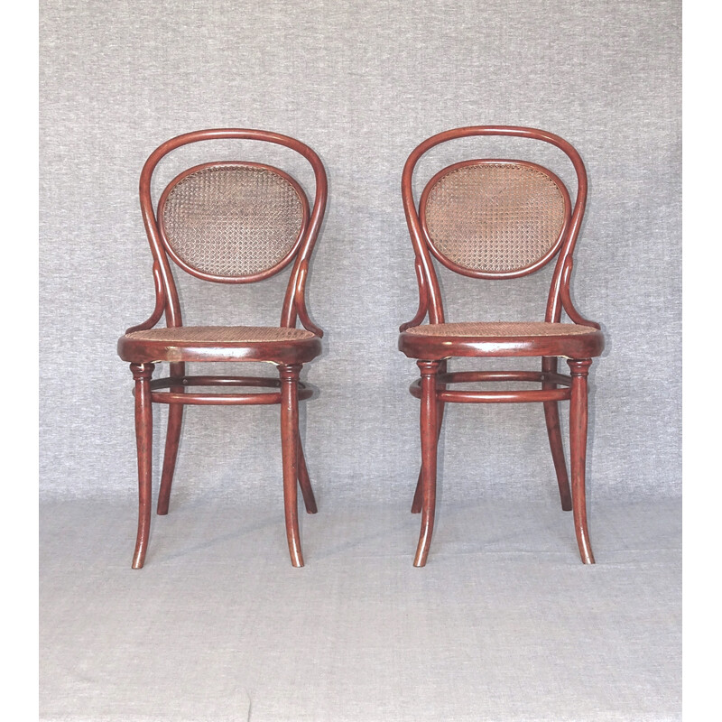 Pair of vintage Bistrot chairs with canes N°11 by Thonet, 1990