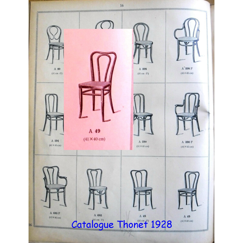 Pareja de sillas de caña vintage Bistrot de Thonet N°A49, 1925