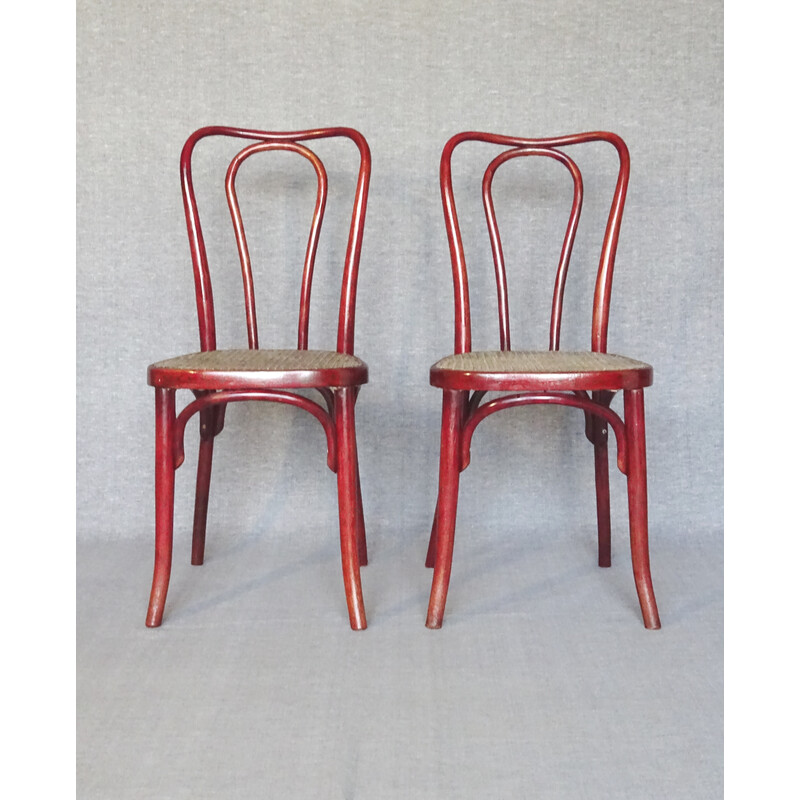 Paar kannelierte Vintage-Stühle Bistrot von Thonet Nr. A49, 1925
