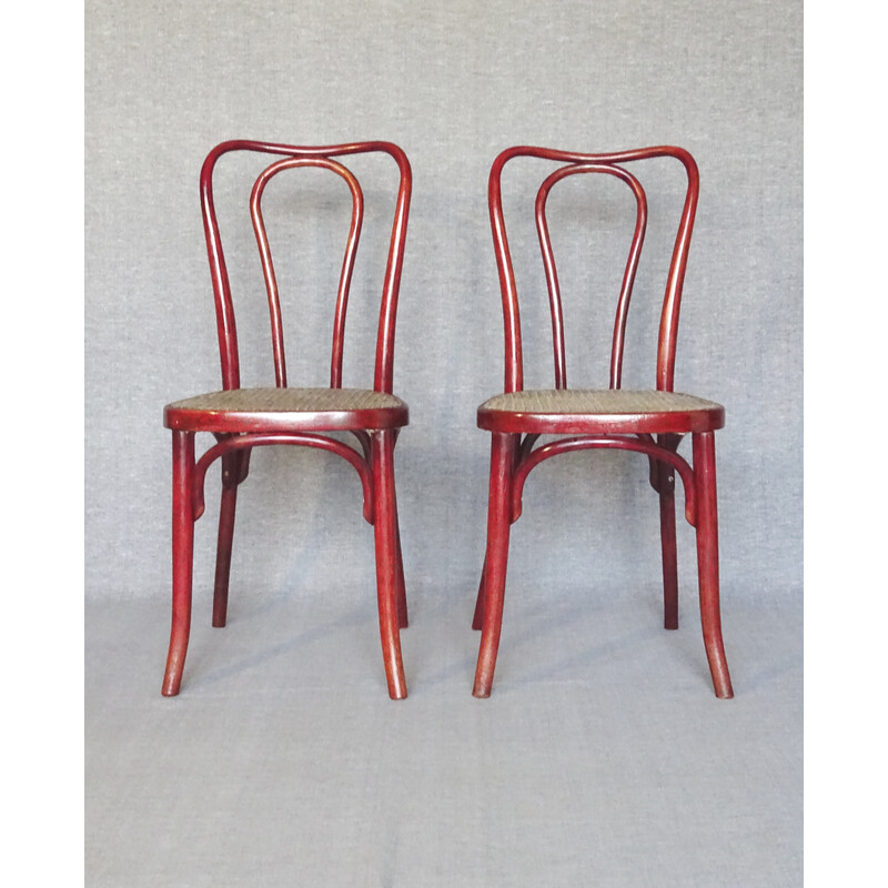 Pair of vintage Bistrot caned chairs by Thonet N°A49, 1925