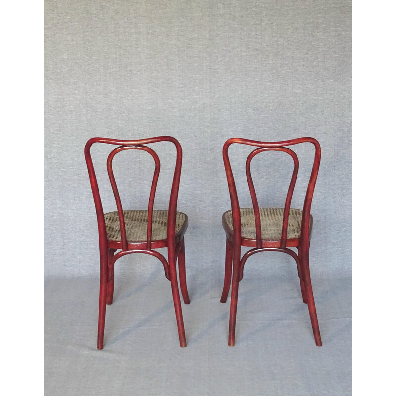 Pair of vintage Bistrot caned chairs by Thonet N°A49, 1925