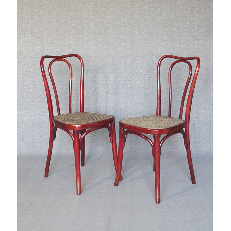 Pareja de sillas de caña vintage Bistrot de Thonet N°A49, 1925