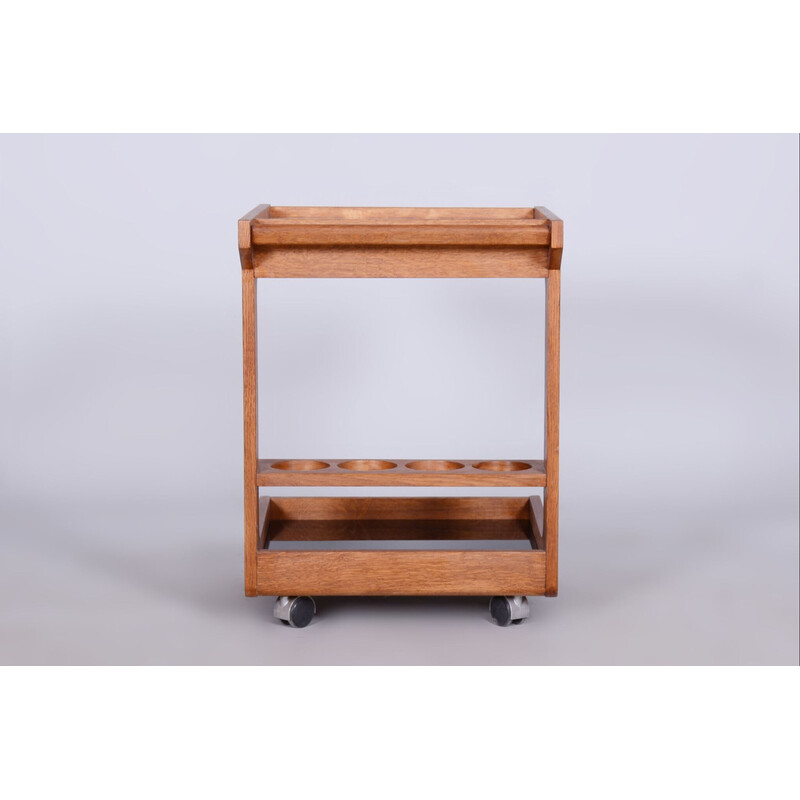 Mid century trolley in mahogany and glass, Czechia 1960s