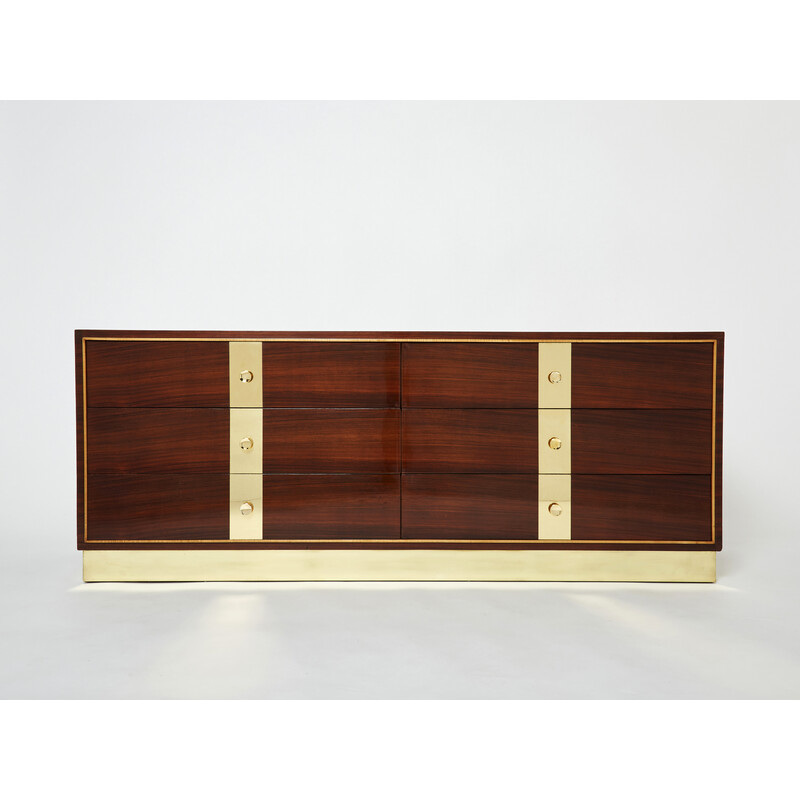 Vintage Italian rosewood and brass chest of drawers by Isa Bergamo, 1950