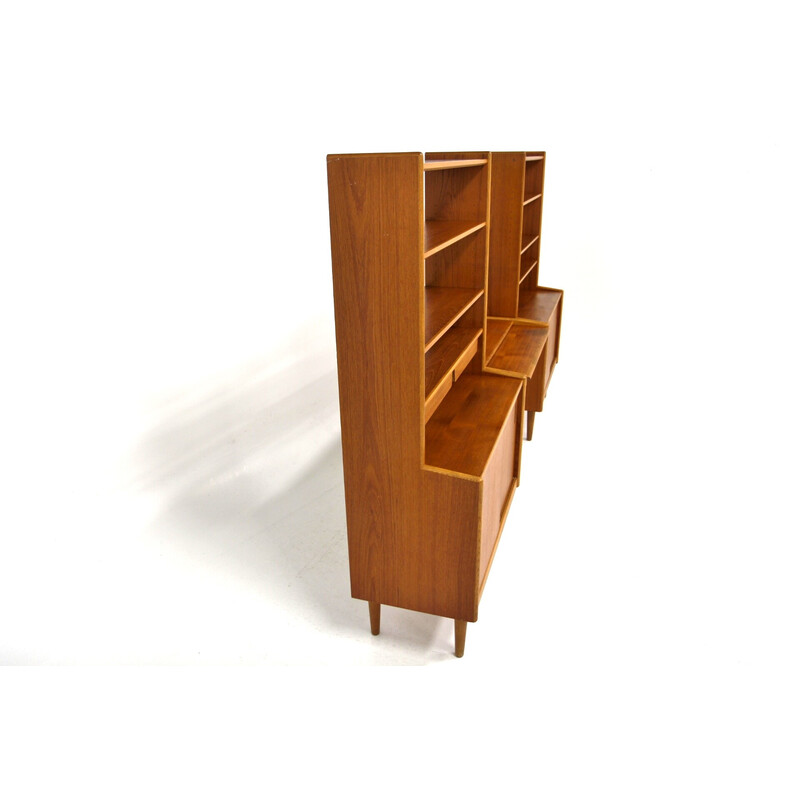 Scandinavian vintage double bookcase in teak and oakwood, Sweden 1960