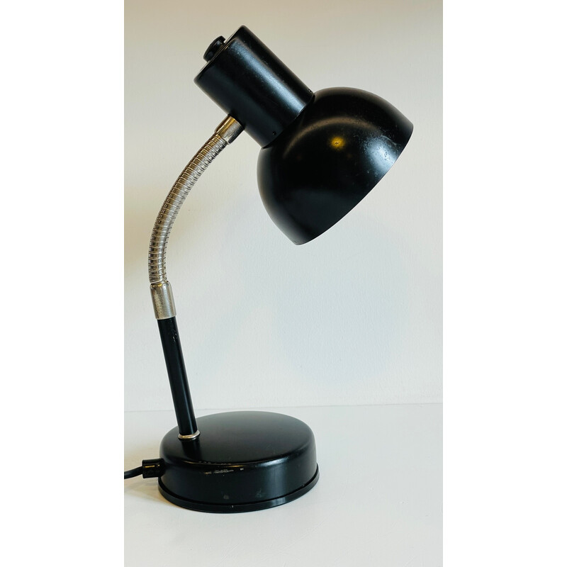 Vintage industrial lamp in black and chrome, 1960-1970