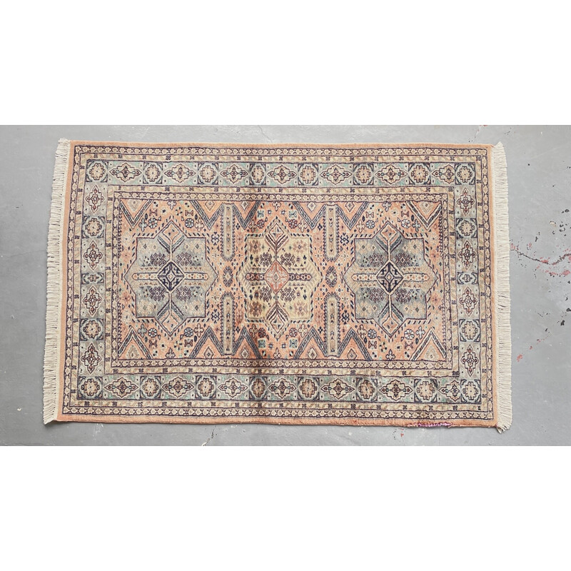 Vintage Pakistaans Oosters tapijt grijs-roze