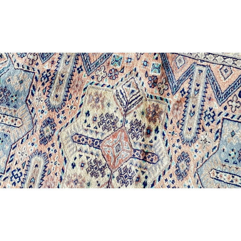 Vintage Pakistaans Oosters tapijt grijs-roze
