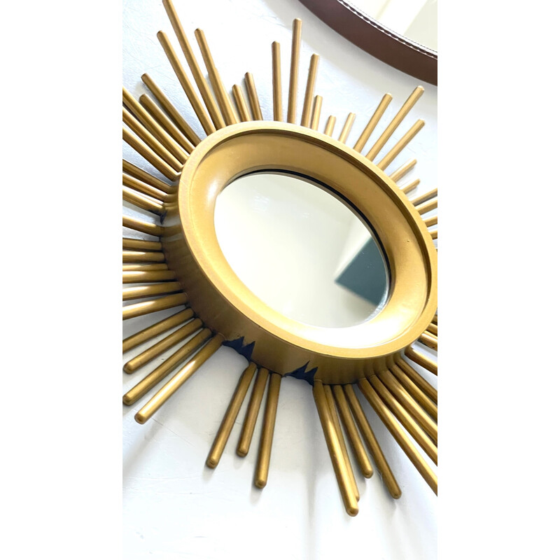 Paar Vintage-Spiegel, vergoldet Sonnen, 1960-1970