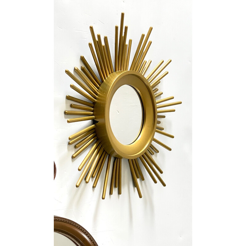 Pair of vintage gold sunburst mirrors, 1960-1970