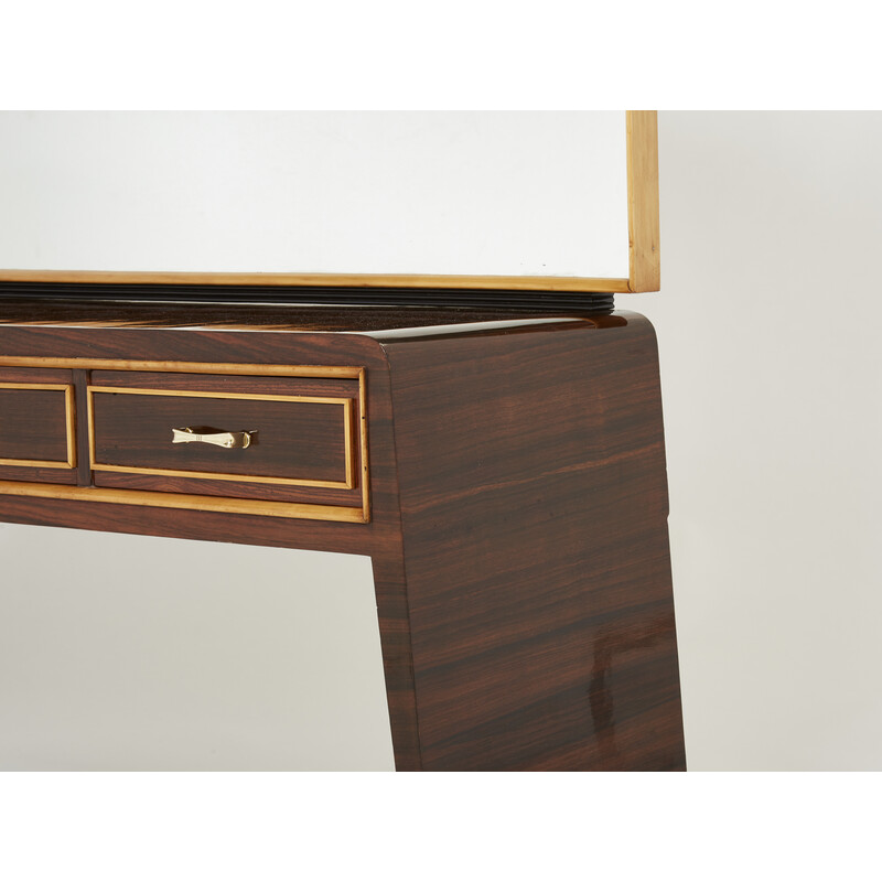 Vintage sycamore rosewood and brass dressing table by Paolo Buffa, 1940