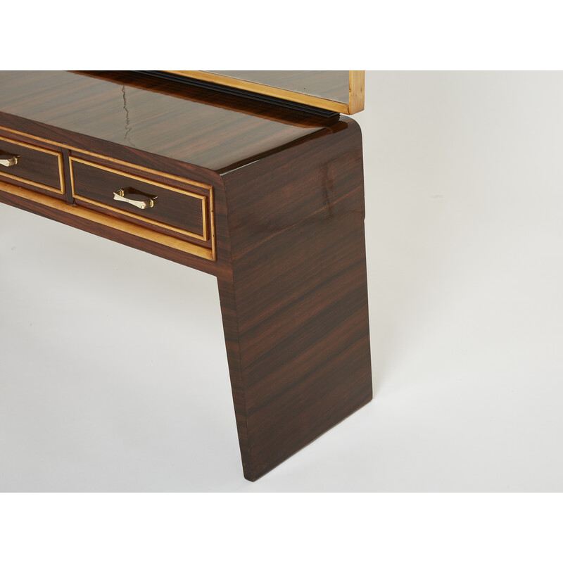 Vintage sycamore rosewood and brass dressing table by Paolo Buffa, 1940