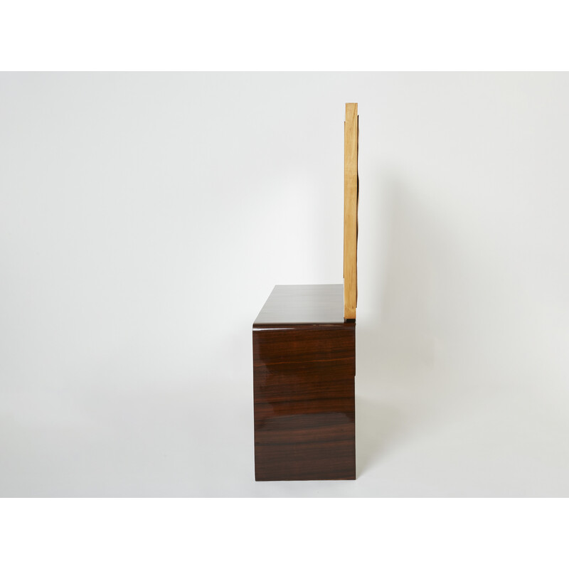 Vintage sycamore rosewood and brass dressing table by Paolo Buffa, 1940