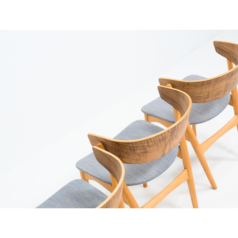 Set of 4 vintage 'No. 7' walnut chairs by Helge Sibast for Sibast Møbler, Denmark