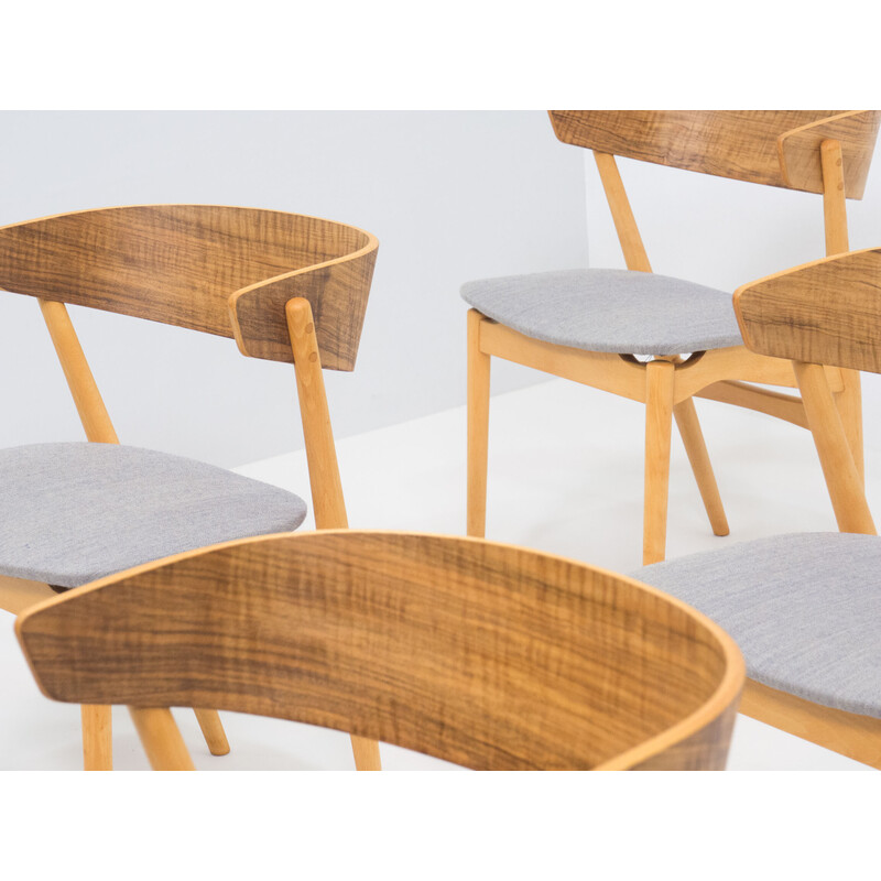 Set of 4 vintage 'No. 7' walnut chairs by Helge Sibast for Sibast Møbler, Denmark