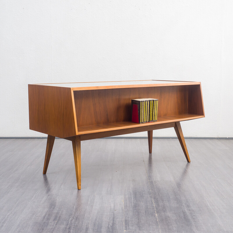 Vintage walnut and glass desk by Franz Ehrlich for Veb Deutsche Werkstätten Hellerau, 1960