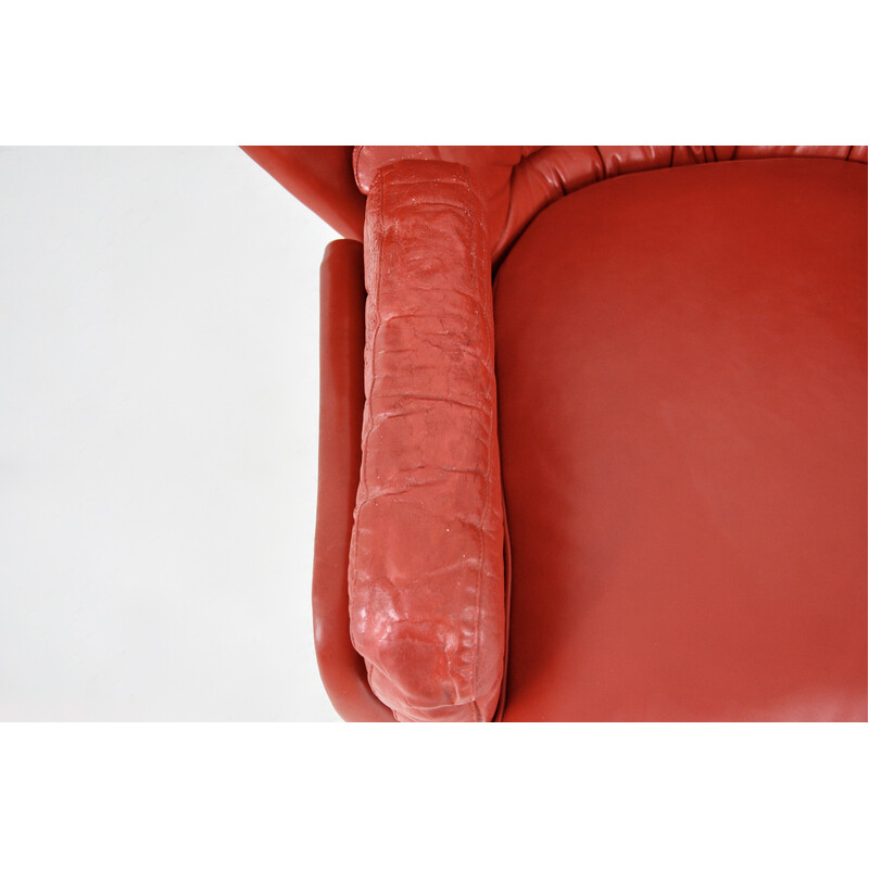 Vintage Elda leather armchair by Joe Colombo for Comfort, Italy 1960