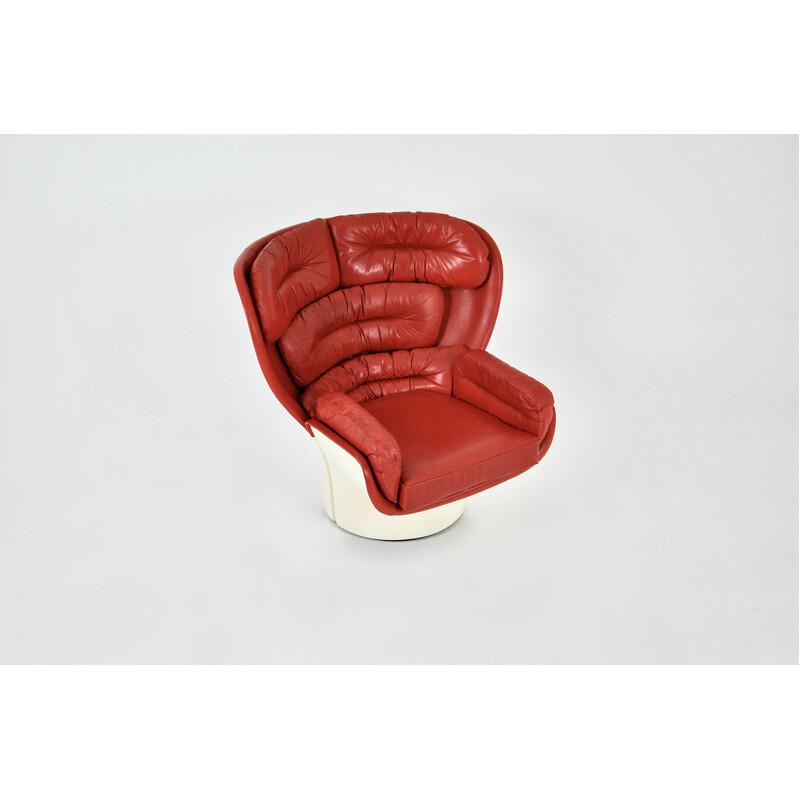 Vintage Elda lederen fauteuil van Joe Colombo voor Comfort, Italië 1960