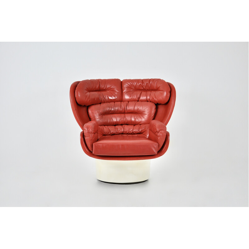 Vintage Elda lederen fauteuil van Joe Colombo voor Comfort, Italië 1960