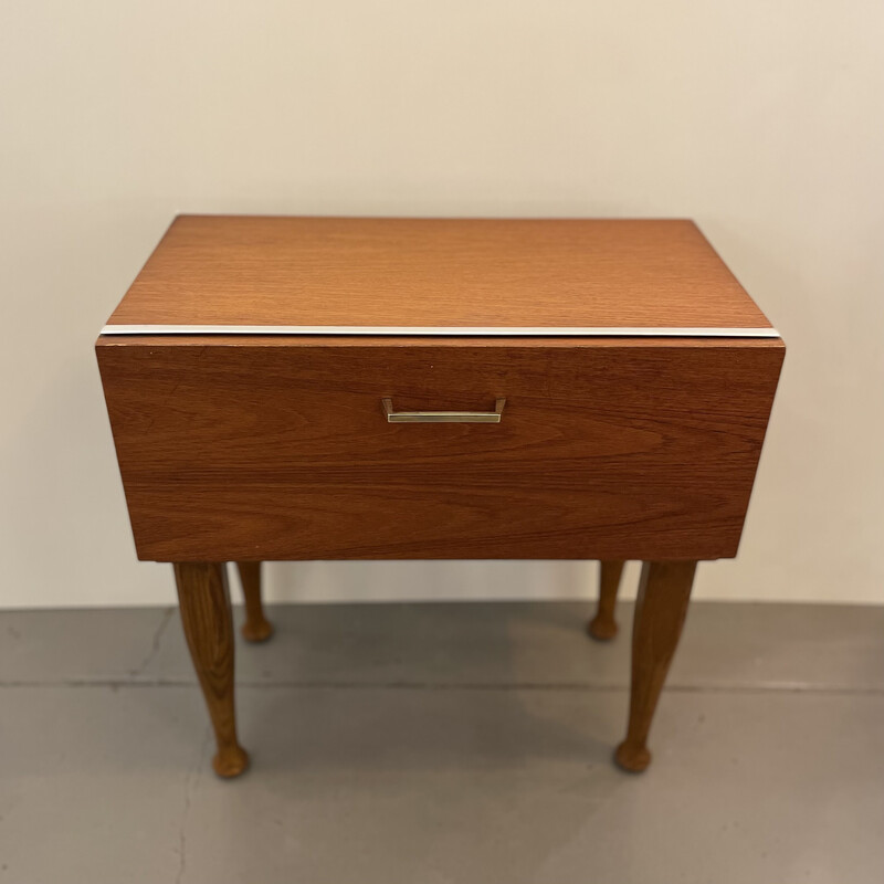 Pair of vintage wood nightstands with brass handle, 1960