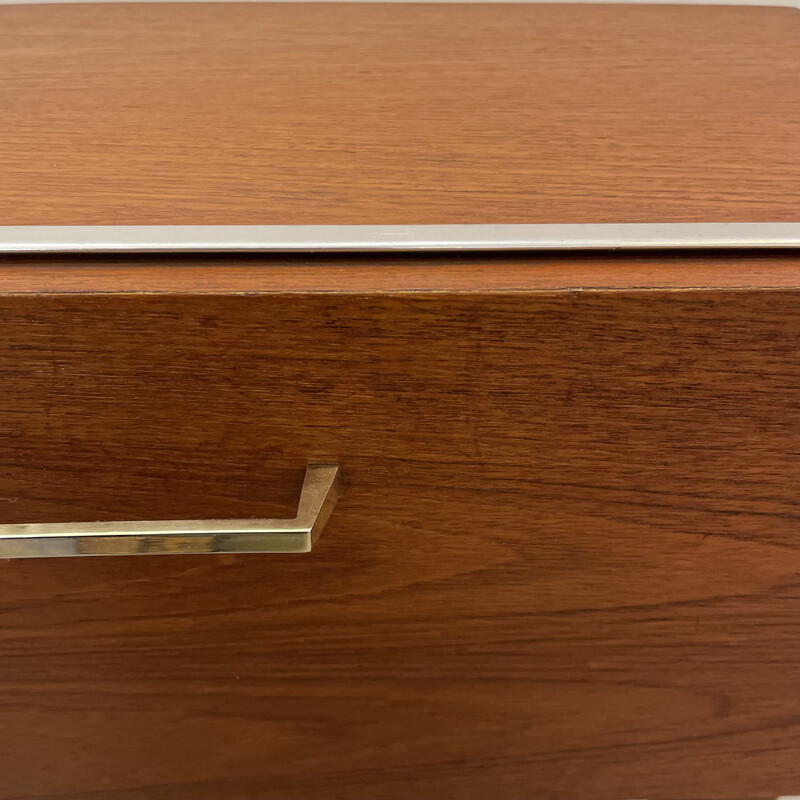 Pair of vintage wood nightstands with brass handle, 1960