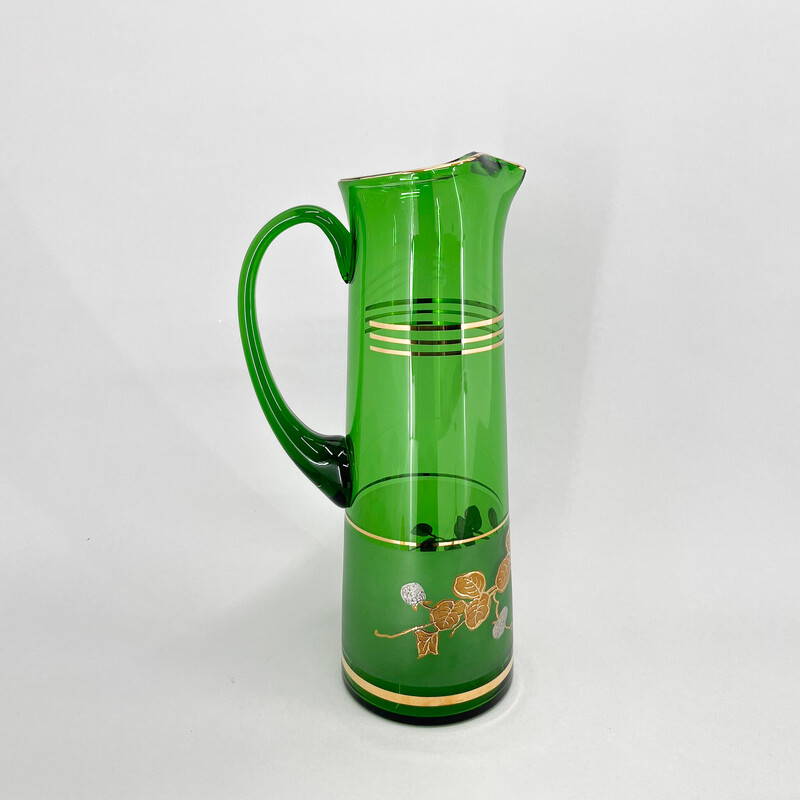 Vintage glass jug, Czechoslovakia 1970