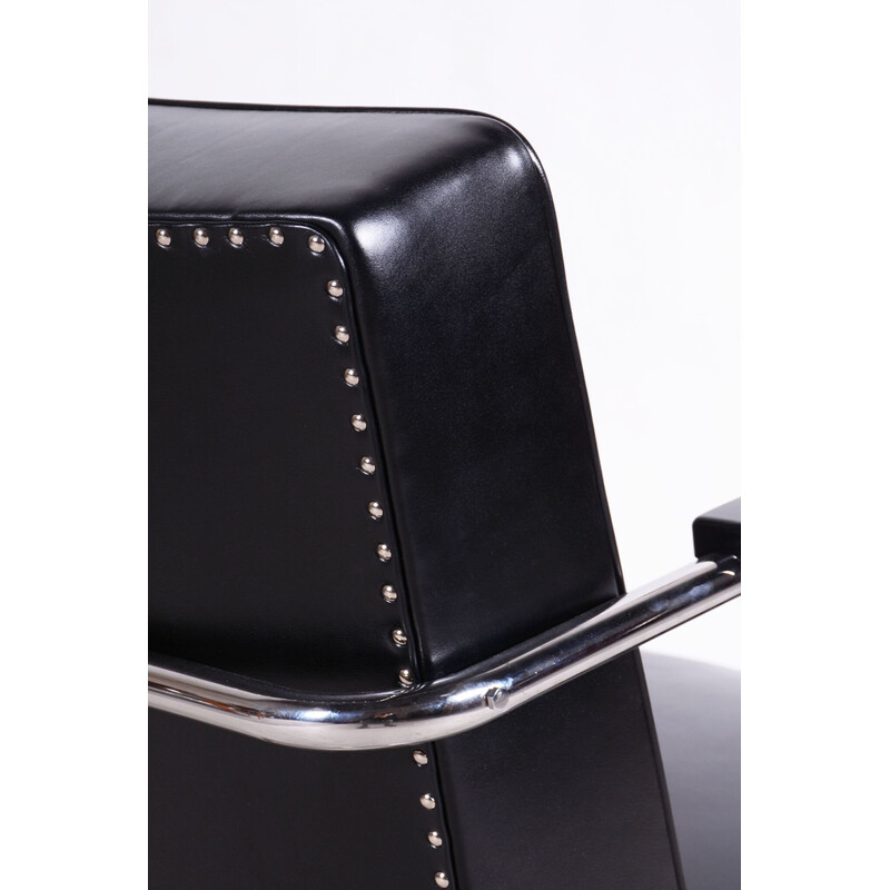 Vintage Bauhaus leather armchair by Mücke Melder, Czechia 1930s