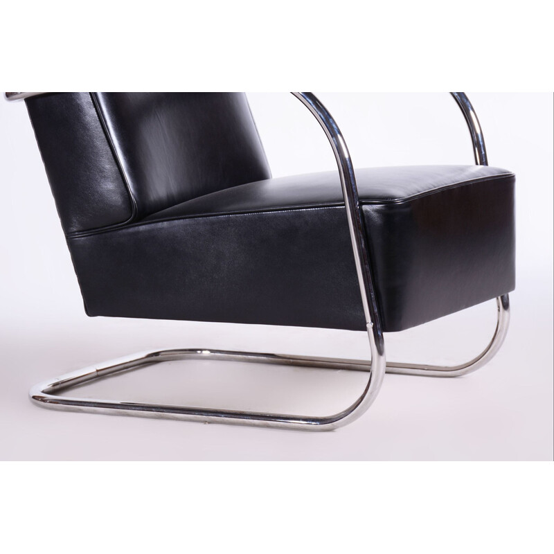 Vintage Bauhaus leather armchair by Mücke Melder, Czechia 1930s