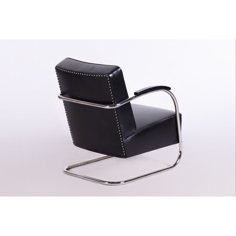 Vintage Bauhaus leather armchair by Mücke Melder, Czechia 1930s