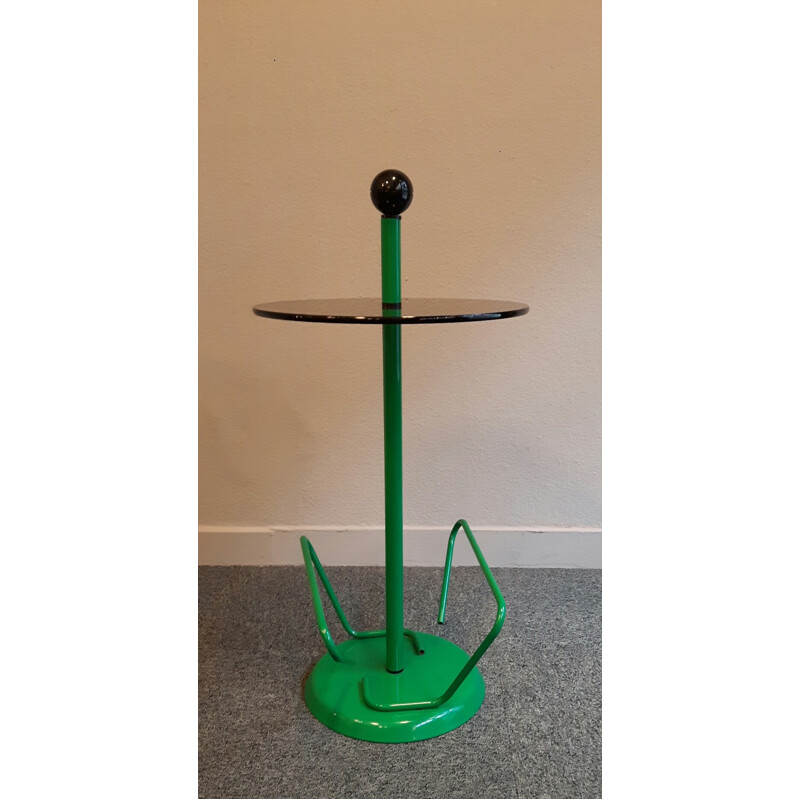 Green plastic lacquered metal  pedestal table - 1980s