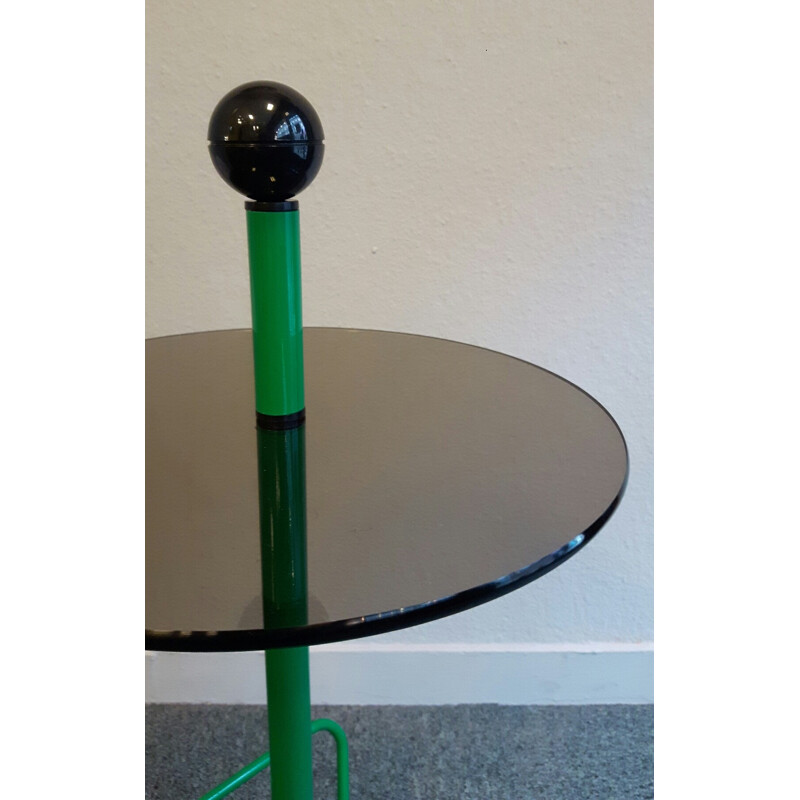 Green plastic lacquered metal  pedestal table - 1980s