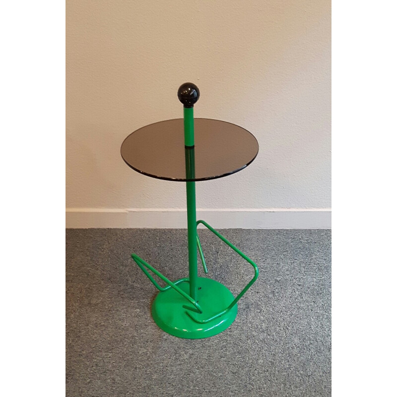 Green plastic lacquered metal  pedestal table - 1980s