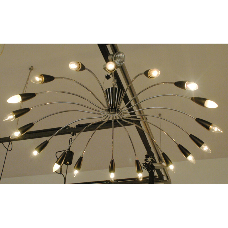 Austrian chrome spider chandelier - 1950s