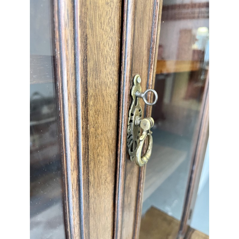 Vintage mahogany bookcase with double glass doors