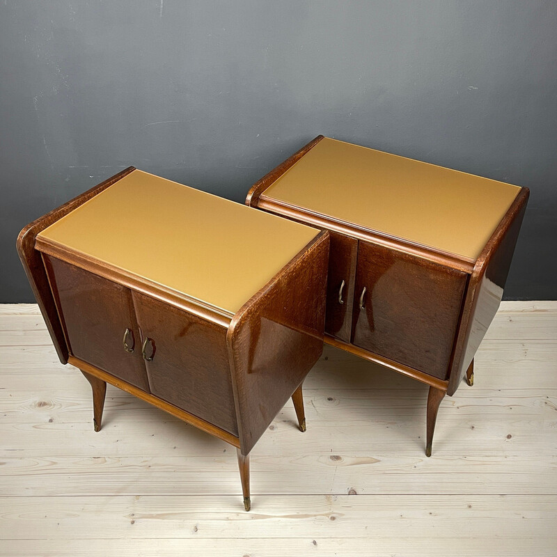 Pair of vintage wooden nightstands, Italy 1950