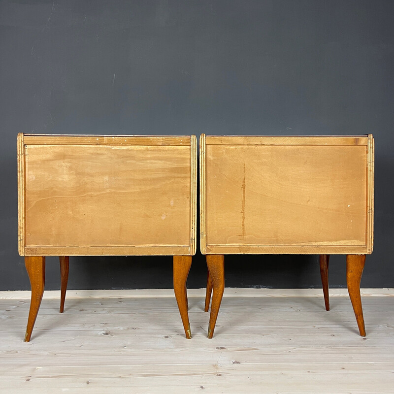 Paire de tables de nuit vintage en bois, Italie 1950