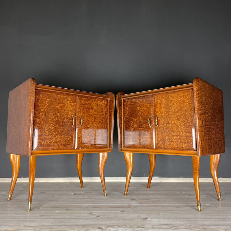 Pair of vintage wooden nightstands, Italy 1950