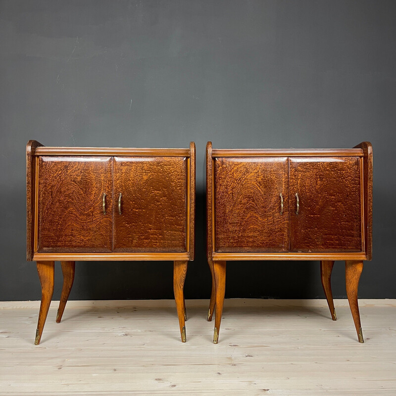 Paire de tables de nuit vintage en bois, Italie 1950