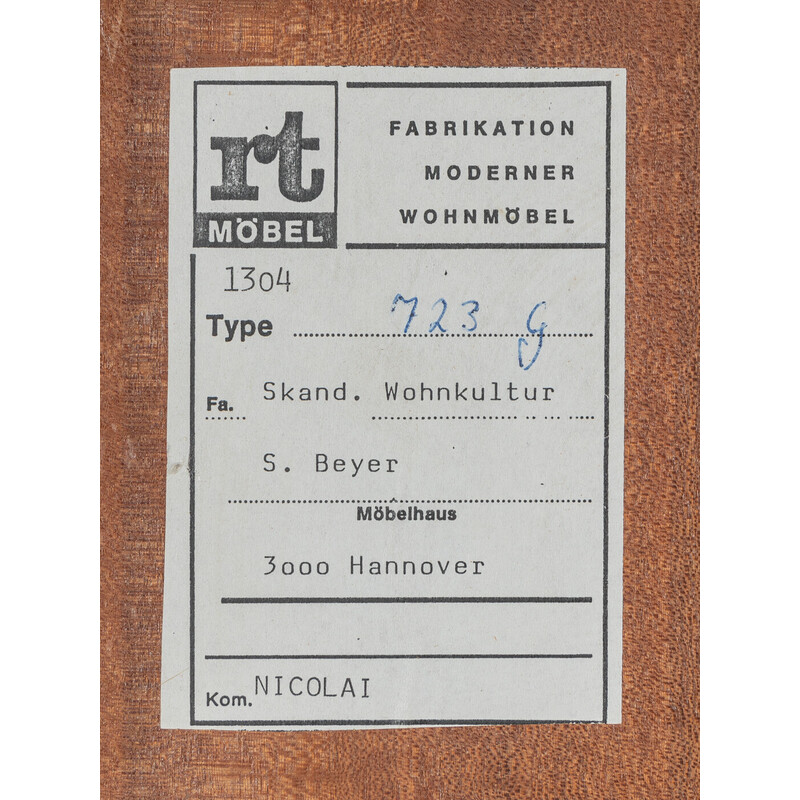 Armário expositor vintage em teca de Heinrich Riestenpatt, Alemanha 1960